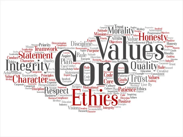 Conceptuele Core Waarden Integriteit Ethiek Abstract Begrip Woord Wolk Geïsoleerd — Stockfoto