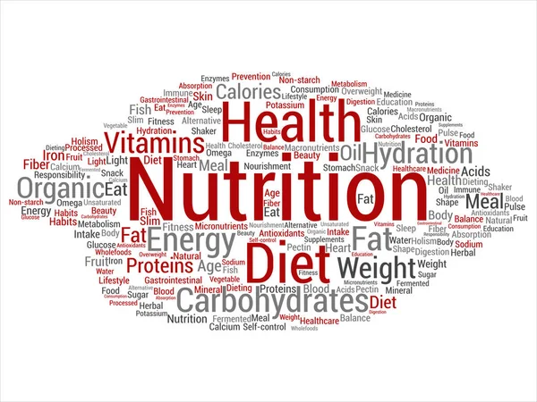 Concept Conceptual Nutrition Health Diet Abstract Word Cloud Isolated Background — Stock Photo, Image