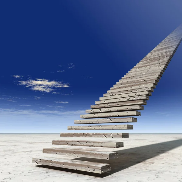 Escalera Conceptual Ilustración Escalones Cielo Fondo Del Cielo Desierto Con — Foto de Stock