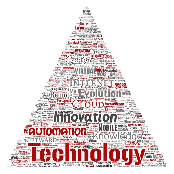 Концептуальні Цифрові Розумні Технології Інноваційні Медіа Трикутник Стрілка Слово Хмара — стокове фото