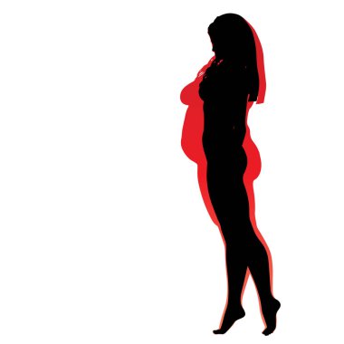 Vektör kavramsal şişman kilolu obez kadın vs fit sağlıklı vücut kilo kaybını takiben ince ya da diyet izole kas ince olan kadın. Fitness, beslenme veya şişmanlık obezite, sağlık siluet şekli