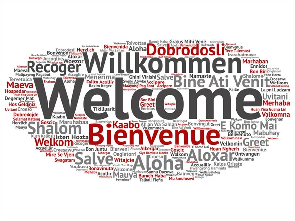 Concept Conceptual Abstract Welcome Greeting International Word Cloud Different Languages — Stock Photo, Image