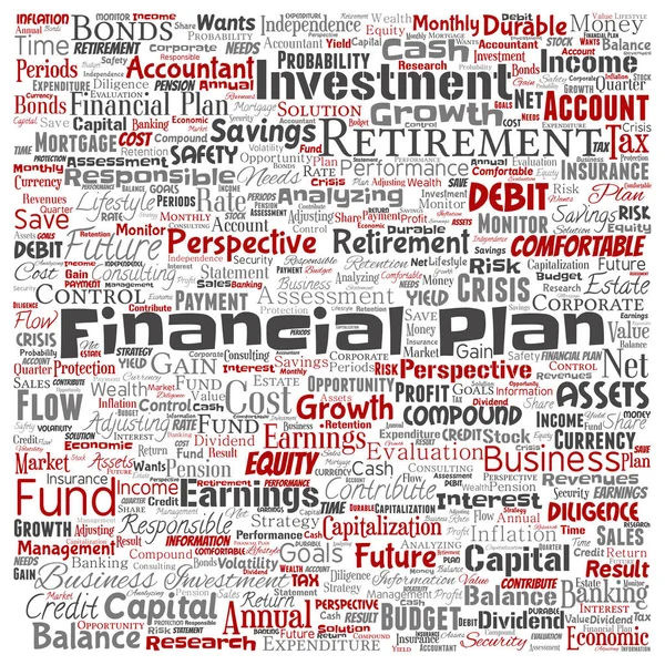 Vector Negócio Conceitual Plano Financeiro Pessoal Quadrado Vermelho Estratégia Financeira — Vetor de Stock