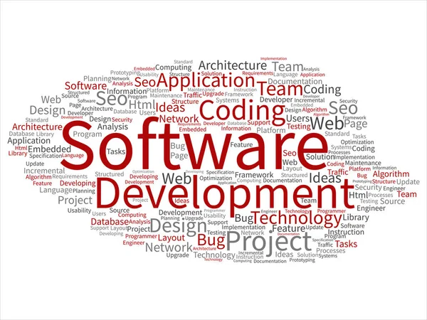 Concept Conceptual Software Development Project Coding Technology Abstract Word Cloud — Stock Photo, Image