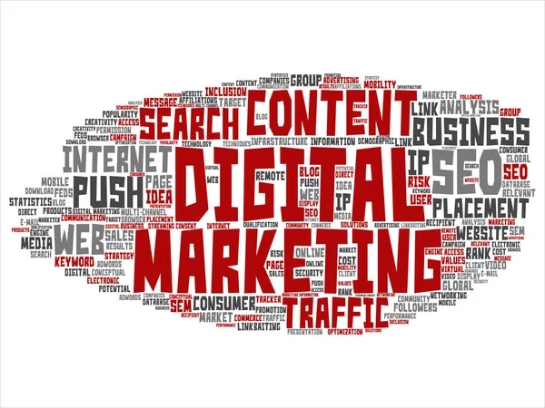Concetto Concettuale Marketing Digitale Seo Traffico Astratto Parola Cloud Isolato — Foto Stock
