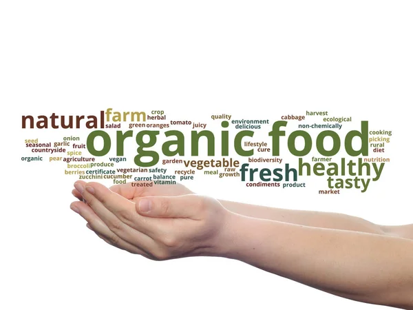 Concepto Conceptual Alimentos Orgánicos Saludables Bio Verduras Palabra Abstracta Nube — Foto de Stock
