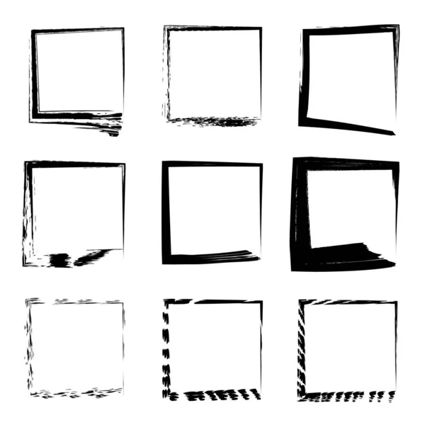 컬렉션 예술적 페인트 크리에이 지저분한 브러쉬 스트로크 사각형 프레임 테두리 — 스톡 사진