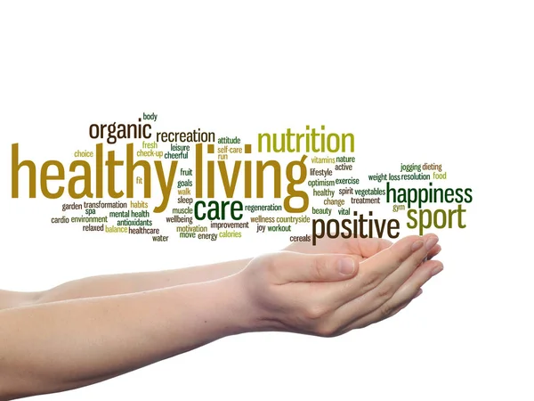 Concept Conceptual Healthy Living Positive Nutrition Sport Abstract Word Cloud — Stock Photo, Image