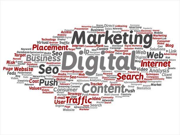 Concetto Vettoriale Concettuale Marketing Digitale Seo Traffico Astratto Parola Cloud — Vettoriale Stock