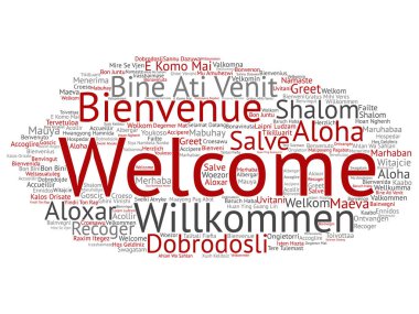 Kavram ya da kavramsal soyut hoş geldiniz ya da uluslararası kelime bulutu farklı dillerde veya çok dilli tebrik