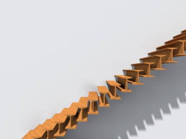 Kavramsal merdiven duvar arka plan bina veya mimari metafor iş başarısı, büyüme, ilerleme veya başarı olarak. yaratıcı adımları riseing üst kadar 3D çizimi vizyon tasarım olarak