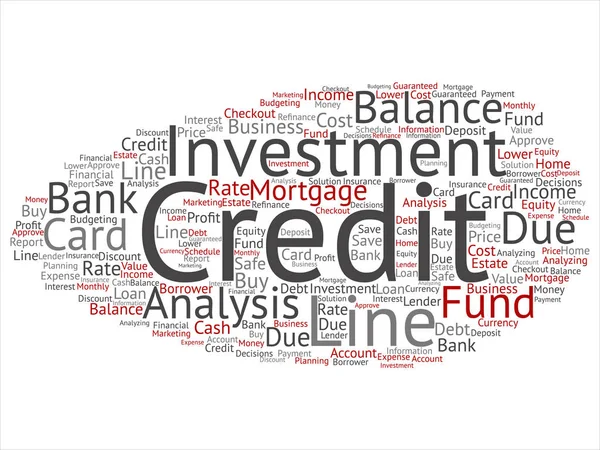 Koncepcyjne Karty Kredytowej Linii Inwestycji Równowaga Streszczenie Słowo Chmurze Białym — Zdjęcie stockowe