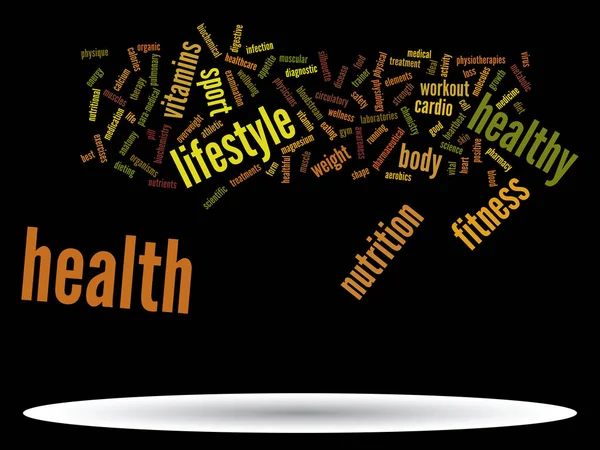 Concepto Abstracto Conceptual Dieta Salud Deporte Palabra Nube Wordcloud Sobre — Foto de Stock