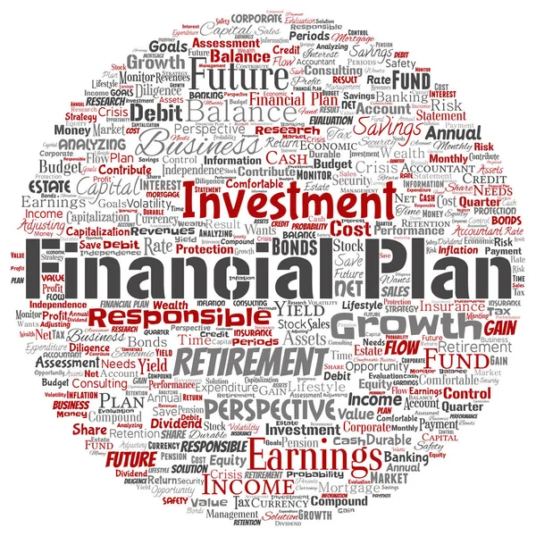 Vector Conceptual Negocios Plan Financiero Personal Círculo Redondo Estrategia Finanzas — Vector de stock