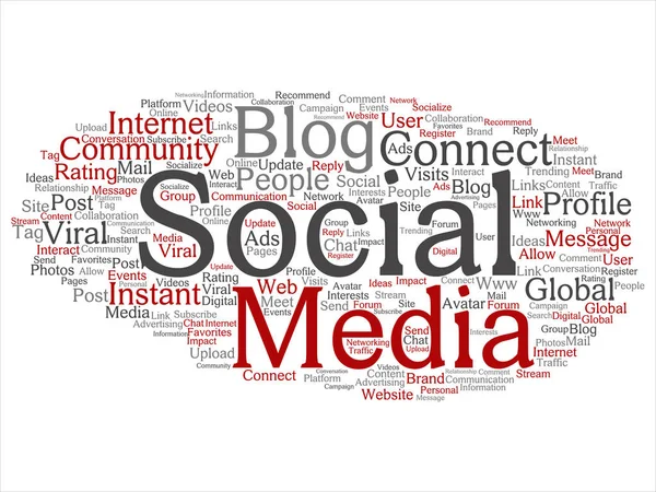 Redes Sociales Conceptuales Tecnología Marketing Comunicación Nube Palabras Abstracta Aislada — Foto de Stock