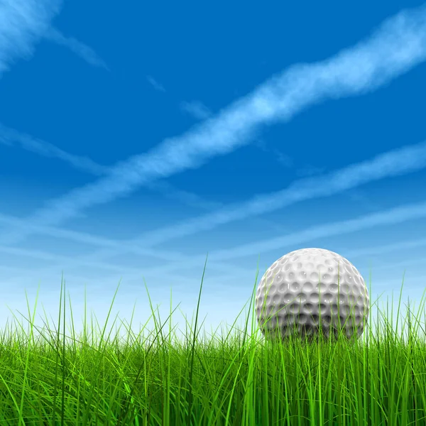Zielone Świeże Naturalne Sport Trawa Tle Nieba Piłeczki Golfa Horizon — Zdjęcie stockowe