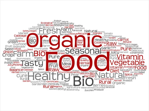 Concepto Conceptual Comida Orgánica Verduras Biológicas Saludables Palabra Abstracta Nube — Foto de Stock