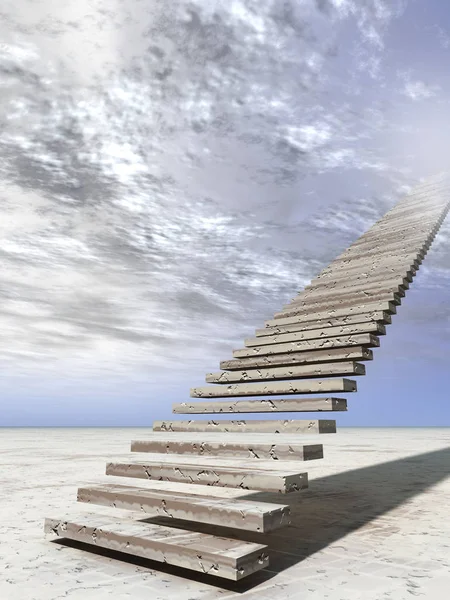 Concept Conceptual Stairs Steps Heaven Sky Background Desert Clouds — ストック写真