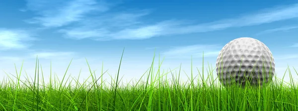 Green Fresh Natural Grass Golf Ball Sky Background — Stock Photo, Image