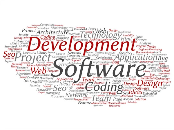 Concept Conceptual Software Development Project Coding Technology Abstract Word Cloud — Stock Photo, Image