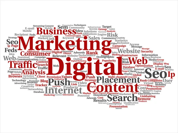 Concetto Concettuale Marketing Digitale Seo Traffico Astratto Parola Nube Isolata — Foto Stock