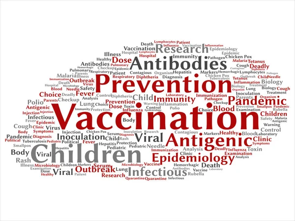 Концепція Або Концептуальна Дитяча Вакцинація Запобігання Вірусам Абстрактне Слово Хмара — стокове фото