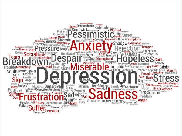 Konsep Depresi Atau Gangguan Mental Masalah Abstrak Kata Awan Terisolasi — Stok Foto