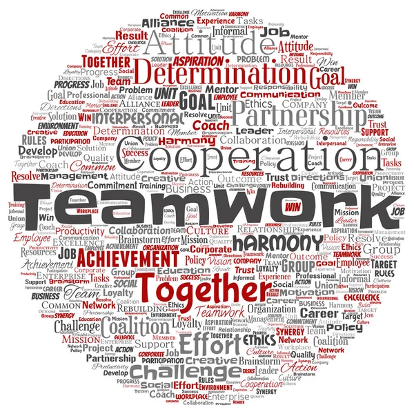 Vector Conceptuele Teamwerk Beheer Ronde Cirkel Rode Partnerschap Idee Succes — Stockvector