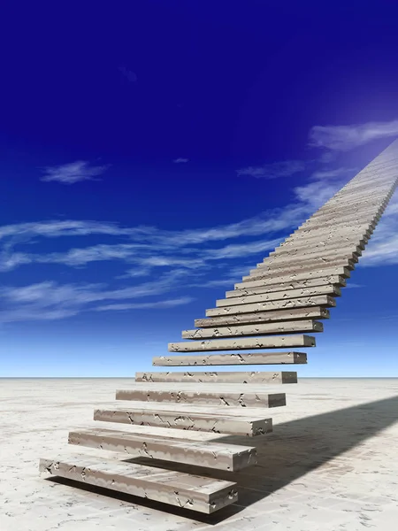 Escalera Conceptual Pasos Cielo Fondo Del Cielo Desierto Con Nubes — Foto de Stock