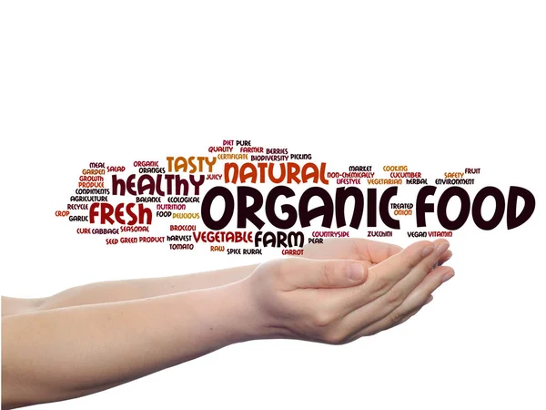 Conceito Conceitual Alimentos Orgânicos Saudável Bio Vegetais Abstrato Nuvem Palavras — Fotografia de Stock