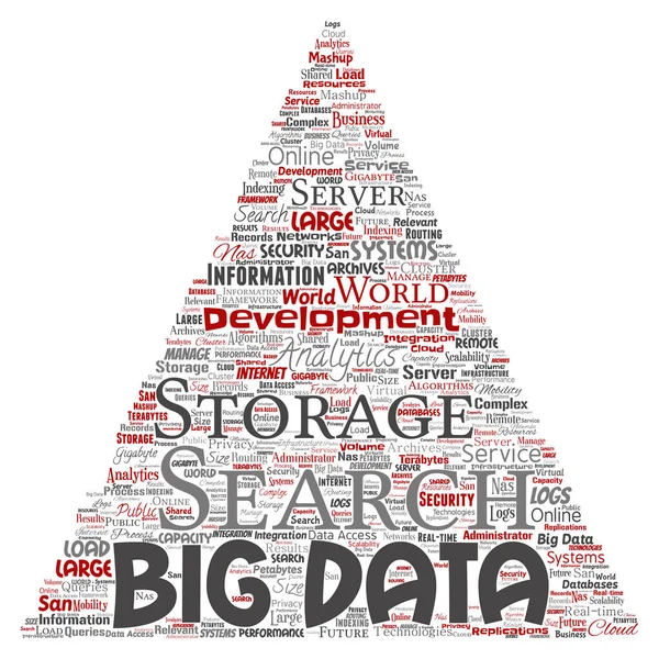 Conceptual Big Data Large Size Storage Systems Triangle Arrow Word — Stock Photo, Image