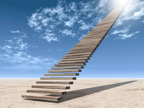 Escalera Conceptual Pasos Cielo Fondo Del Cielo Desierto Con Nubes —  Fotos de Stock