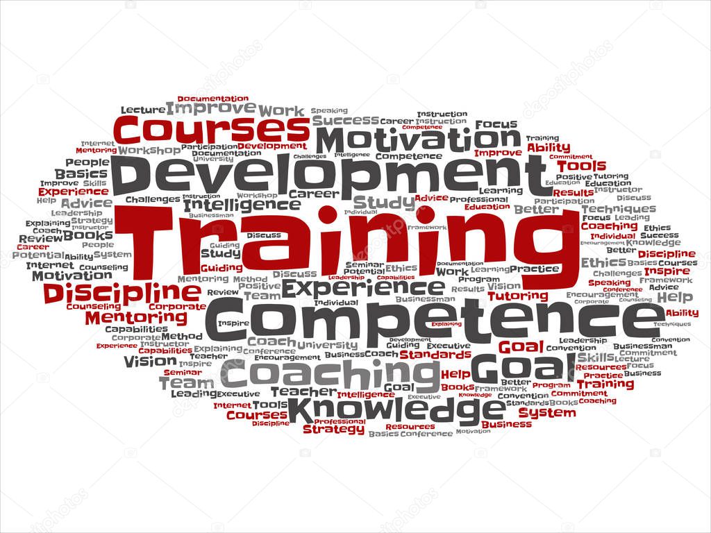 Concept or conceptual training, coaching or learning, study word cloud isolated on white background