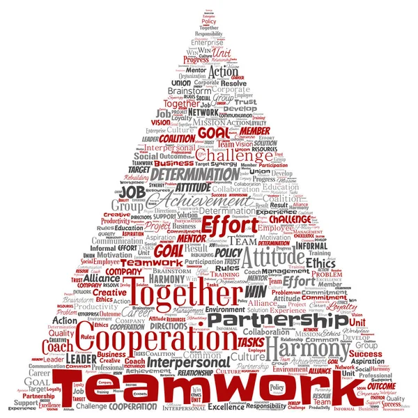 Vector Conceptual Teamwork Management Triangle Arrow Word Cloud — Stock Vector