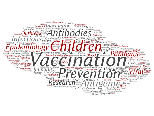 Koncept Eller Begreppsmässig Barn Vaccination Viral Förebyggande Abstrakt Word Cloud — Stockfoto