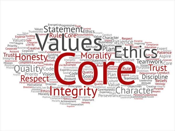 Conceptual Core Values Integrity Ethics Abstract Concept Word Cloud Isolated —  Fotos de Stock