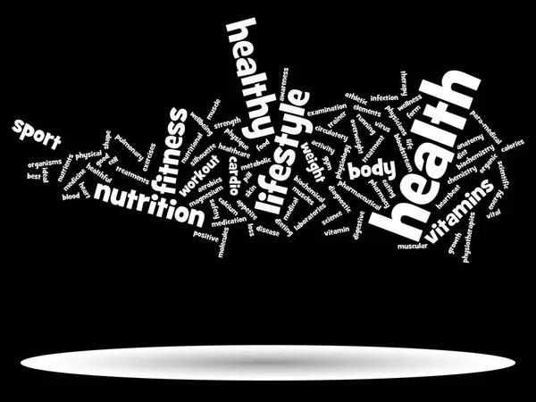 Conceito Abstrato Conceitual Dieta Saúde Esporte Palavra Nuvem Wordcloud Fundo — Fotografia de Stock