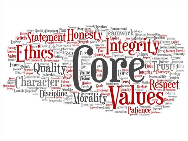 Conceptual Core Values Integrity Ethics Abstract Concept Word Cloud Isolated —  Fotos de Stock