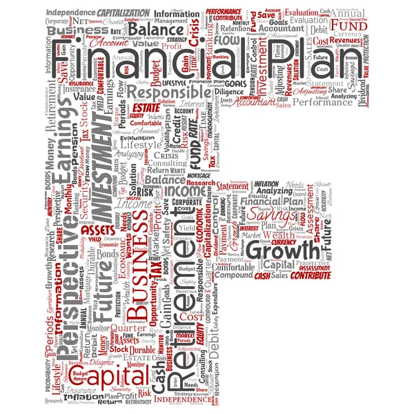 Vektor Konzeptionelle Geschäftliche Oder Persönliche Finanzplan Brief Schriftart Rot Finanzstrategie — Stockvektor