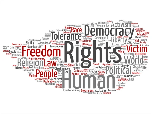 Conceito Conceitual Direitos Humanos Liberdade Política Democracia Abstrata Nuvem Palavras — Fotografia de Stock