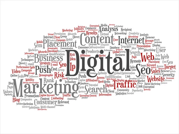 Concetto Concettuale Marketing Digitale Seo Traffico Astratto Parola Cloud Isolato — Foto Stock