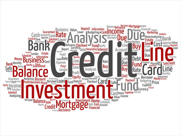 Koncepcyjne Karty Kredytowej Linii Inwestycji Równowaga Streszczenie Słowo Chmurze Białym — Zdjęcie stockowe