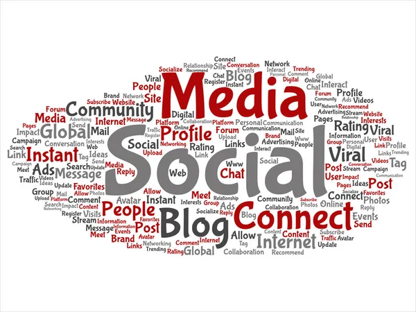 Conceptual Social Media Networking Communication Marketing Technology Abstract Word Cloud —  Fotos de Stock