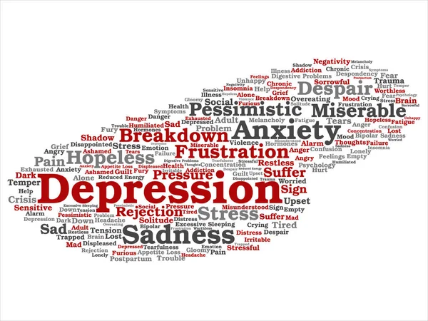 Konsep Depresi Konseptual Atau Gangguan Mental Masalah Abstrak Kata Cloud — Stok Foto