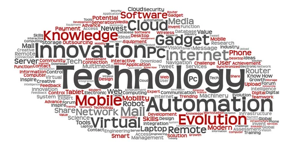 Concepto Tecnología Inteligente Digital Conceptual Medios Innovación Palabra Nube Aislado — Foto de Stock