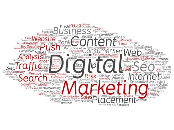 Concetto Concettuale Marketing Digitale Seo Traffico Astratto Parola Cloud Isolato — Foto Stock