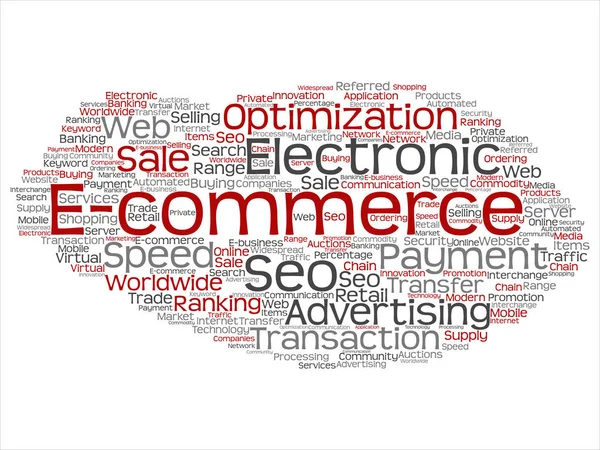 Koncepcja Lub Koncepcyjne Commerce Sprzedaż Elektronicznych Streszczenie Słowo Chmury Białym — Zdjęcie stockowe