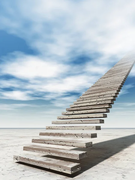 Escalera Conceptual Ilustración Escalones Cielo Fondo Del Cielo Desierto Con — Foto de Stock