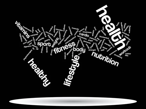 Concepto Abstracto Conceptual Dieta Salud Deporte Palabra Nube Wordcloud Sobre — Foto de Stock