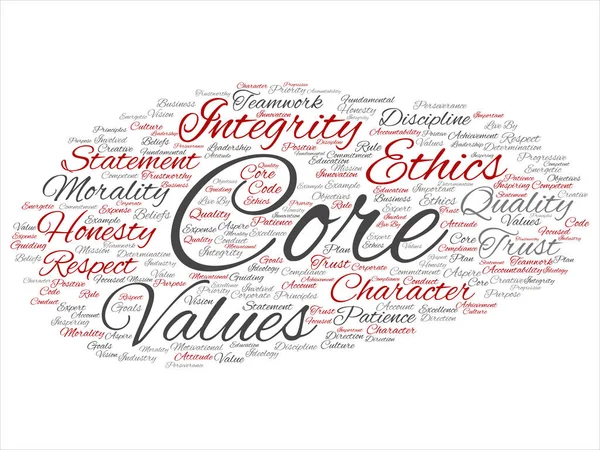 Conceptual Core Values Integrity Ethics Abstract Concept Word Cloud Isolated —  Fotos de Stock